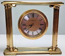 Howard Miller Athens Tabletop Desk Mantel Clock Brass Quartz Vintage Tested
