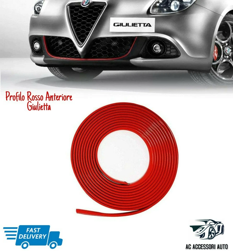 Alfa Romeo Giulietta Profilo Bordino Adesivo Paraurti Rosso Anteriore Tuning