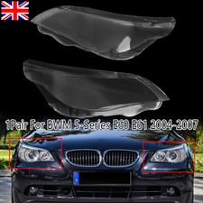 PAIR LEFT & RIGHT HEADLIGHT LENS COVER HEADLAMP SHELLS FOR BMW 5 SERIES E60 E61