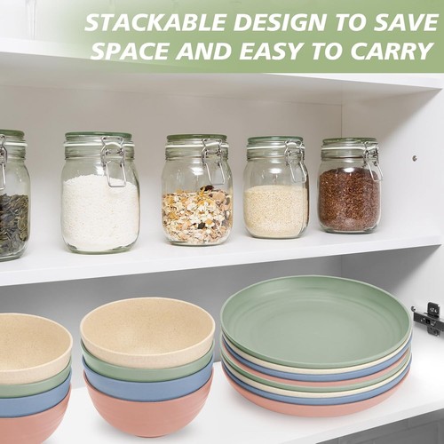 Unbreakable Wheat Straw Dinner Set for 8 – Dishwasher & Microwave Safe - Picture 9 of 11