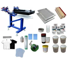 3 Color 1 Station Press Printer Floor Type Screen Printing Kit With Flash Dryer