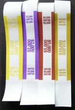200 Mixed $1000 $2000 $5000 $10,000 Money Self-Sealing Straps Currency Bands 