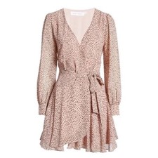 NWT Floret Studios Pink Animal Print Wrap Mini Dress Size: S