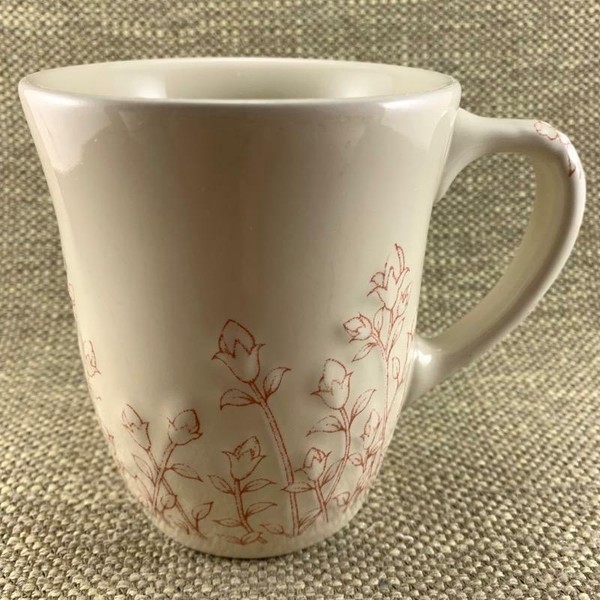 Horizon of Hope Embossed Pink Rosebuds Ivory Mug Longaberger for sale