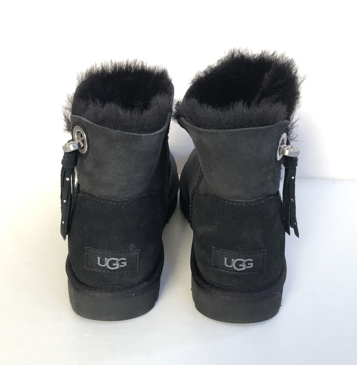 UGG JOSEY BLACK SWAROVSKI CRYSTAL PIN TASSEL MINI Boots US 8 UGG JOSEY BLACK SWAROVSKI CRYSTAL PIN TASSEL MINI Boots US 8