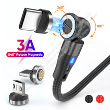 180 360 Rotate Magnetic Charger Cable Phone Fast Charging Type C Micro USB IOS