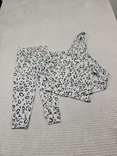 Childrens Place Sweatsuit Girls Small 5/6 Waffle Knit Animal Print Hooded