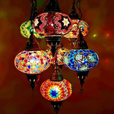 Türkisch Marokkanisches Mosaik Deckenkronleuchter Lampe Licht 7 großer Globus
