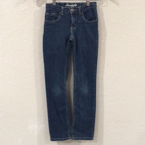 Crazy 8 Girls Sz 8 Jeans Straight Leg Dark Washed Denim Stretch Adjustable Waist