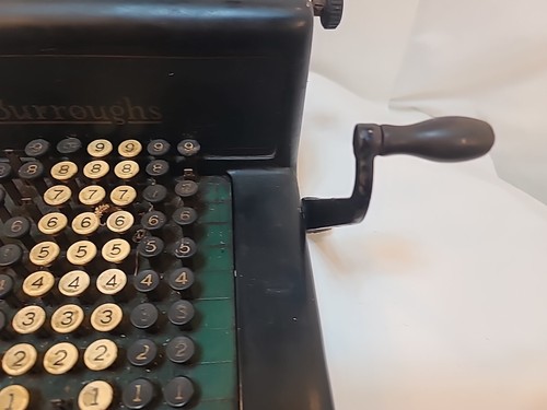 Vintage Burroughs Addiermaschine Taschenrechner Handkurbel. Kein Schlüssel - ungetestet - selten - Bild 22 von 23