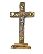 Crucifix Cross Stand Holy Land Jerusalem Blessed Catholic Jesus Olive Wood Gift