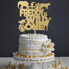 Wild One Acrylic Cake Topper: Custom Birthday Part Cake Topper: Jungle Theme