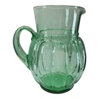 Vintage Green Depression Glass Pitcher Paneled Retro Water Juice 8 Inch