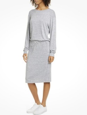 Rag & Bone Long-Sleeve Jersey Sweater Dress Heather Gray Midi Medium