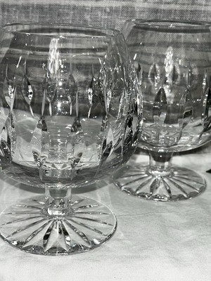 2 Unbranded Exquisite Brandy / Cognac Crystal Glass Snifter Glasses 4.5   9 Oz.