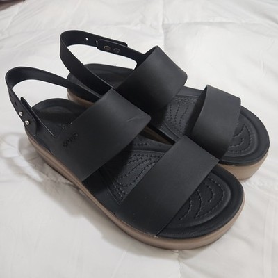 Crocs Brooklyn Low Wedge Sandals Women s Black Taupe Comfort Platform Size 7