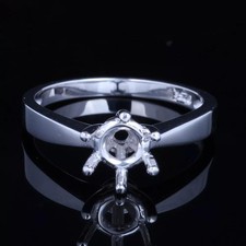 6.5mm Round Semi Mount Ring Classic 6 Prong Solitaire 925 Sterling Silver Ring