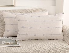 Set of 2 Boho Lumbar Throw Pillow Covers 20" x 12" Pack of 2 Stone Grey