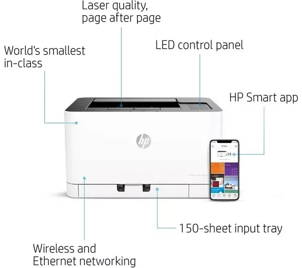 HP COLOR LASERJET 150NW WIRELESS & NETWORK COMPACT 600DPI A4 COLOR LASER PRINTER - Image 2 of 4
