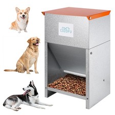 Dog Feeder - Galvanized Metal Pet Food Station for Indoor  Outdoor Use - Aut...