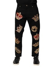 Dolce & Gabbana Black Baroque Royal Men Dress Trouser Men's Pants Authentic