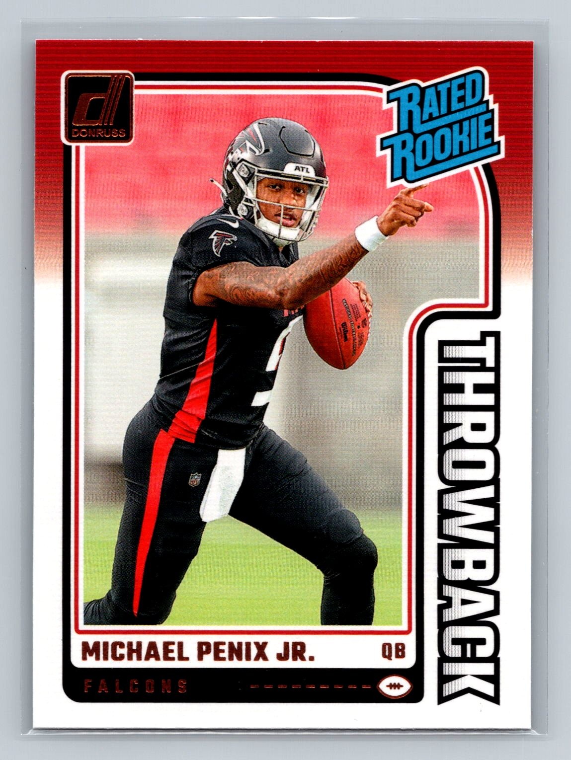 Michael Penix Jr. 2024 Donruss #3 Rated Rookies Throwback Atlanta Falcons