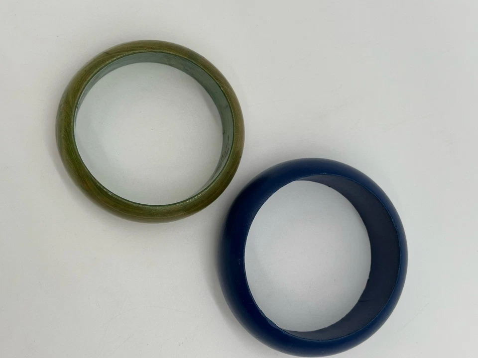 Brazalete Brazalete Vintage Azul y Verde Madera Boho Ligero Declaración Foto 2 de 4