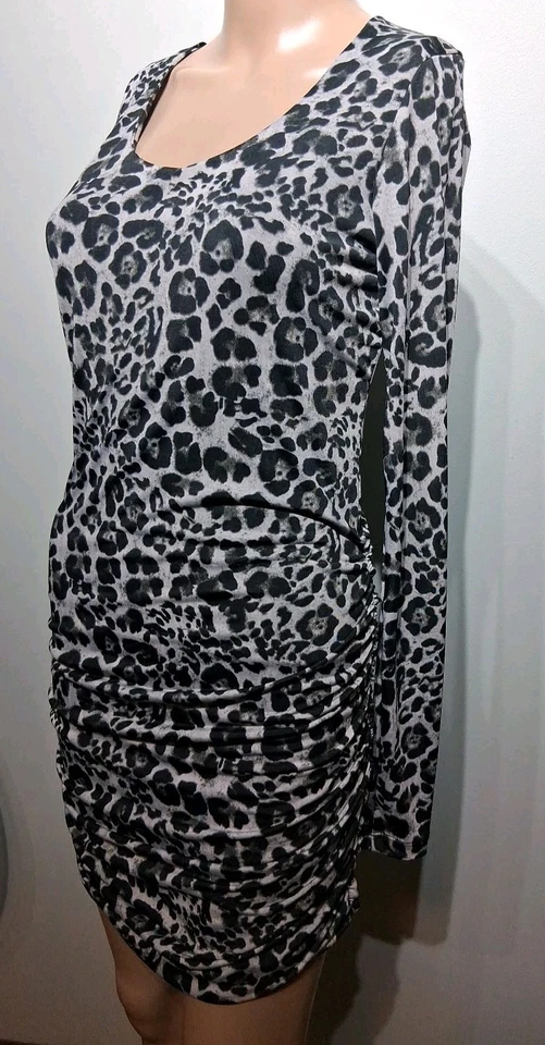 Mini Vestido Torn By Ronny Kobo Estampado Animal Manga Larga Talla S Foto 3 de 4