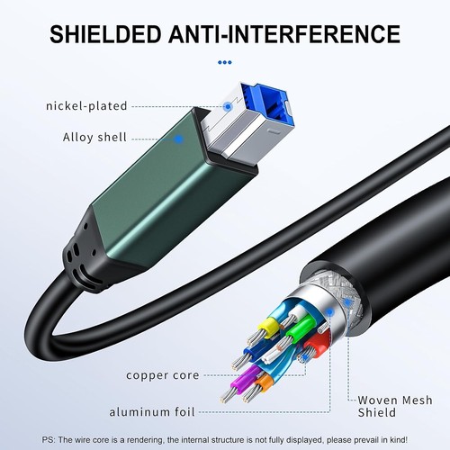 Premium 50FT USB 3.0 Cable - Fast Data Transfer for Printers & Hard Drives - Picture 7 of 9