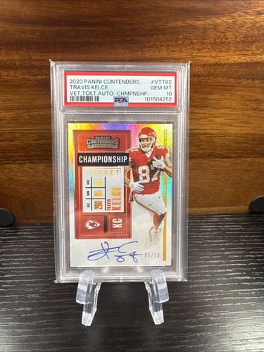 2020 Panini Contenders Travis Kelce Championship Ticket Auto /10 PSA 10 Chiefs
