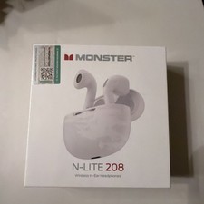 Monster N-Lite 208 Wireless In-Ear Bluetooth Headphones - White - New
