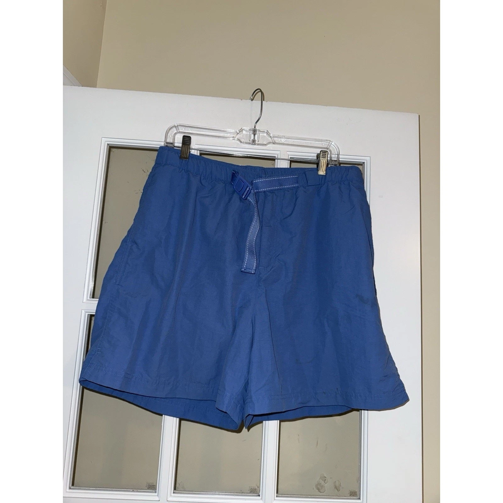 Lands End Short Men Large Blue Cargo Nylon Trail Hiking Camp Bike Swim Utility