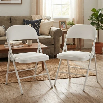 Sturdy Faux Leather Folding Chairs - Comfortable Steel Seating, 42cm Seat Height - Image 1 of 4