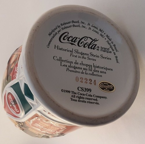 Coca Cola Historical Slogans Metal Lidded Ceramic Stein CS399 Year 1999 - Picture 10 of 10