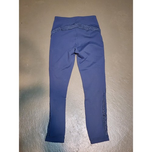 Lululemon High Rise Wunder Under Flocked Everlux Crop Code Blue Leggings Size 4 - Picture 5 of 7
