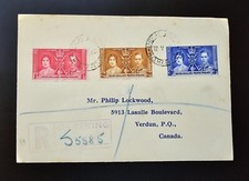 Bechuanaland Protectorate 1937 KGVI Coronation Set Registered Cover S5585 CANADA