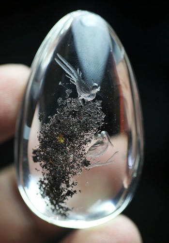 138.5ct Natural phantom Crystal Reverse Side Carving Quartz Pendant Polished - Picture 9 of 9