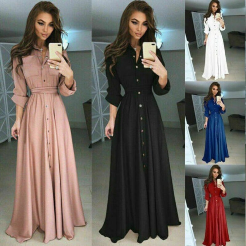 button up long sleeve maxi dress