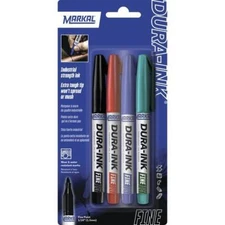 Markal Dura-Ink Assorted Color Fine Marker - 4 Pack (Black, Red, Blue & Green)