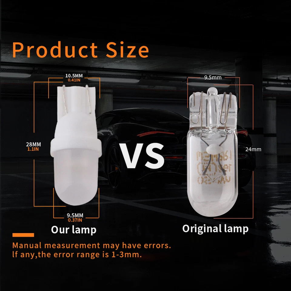 10Pcs AC DC 6V T10 194 168 W5W for Pinball Toy Vehicles Battery Car LED Bulbs - Image 3 of 4