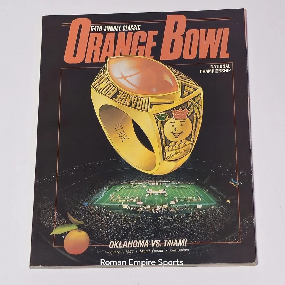 1988 Oklahoma Sooners Vs Miami Hurricanes Orange Bowl Official Program & Pennant - Image 2 of 4