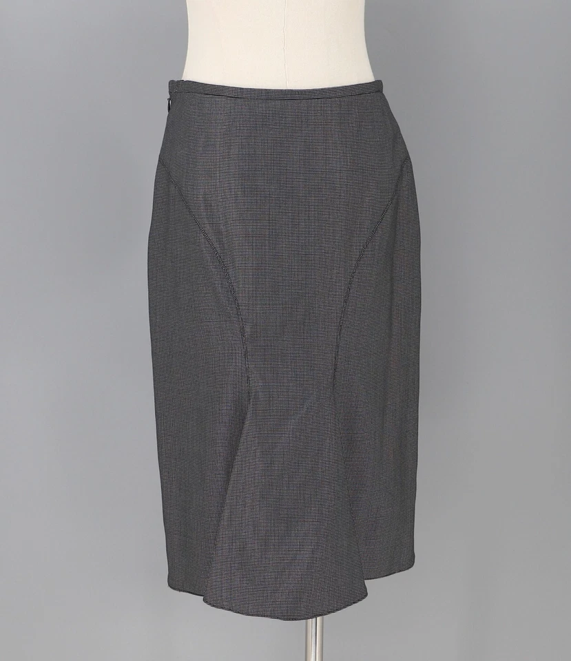 NUEVO CON ETIQUETAS ARMANI COLLEZIONI $465 Mezcla de Lana Mini Cuadros Plisado Falda Lápiz Talla 2 Foto 3 de 4