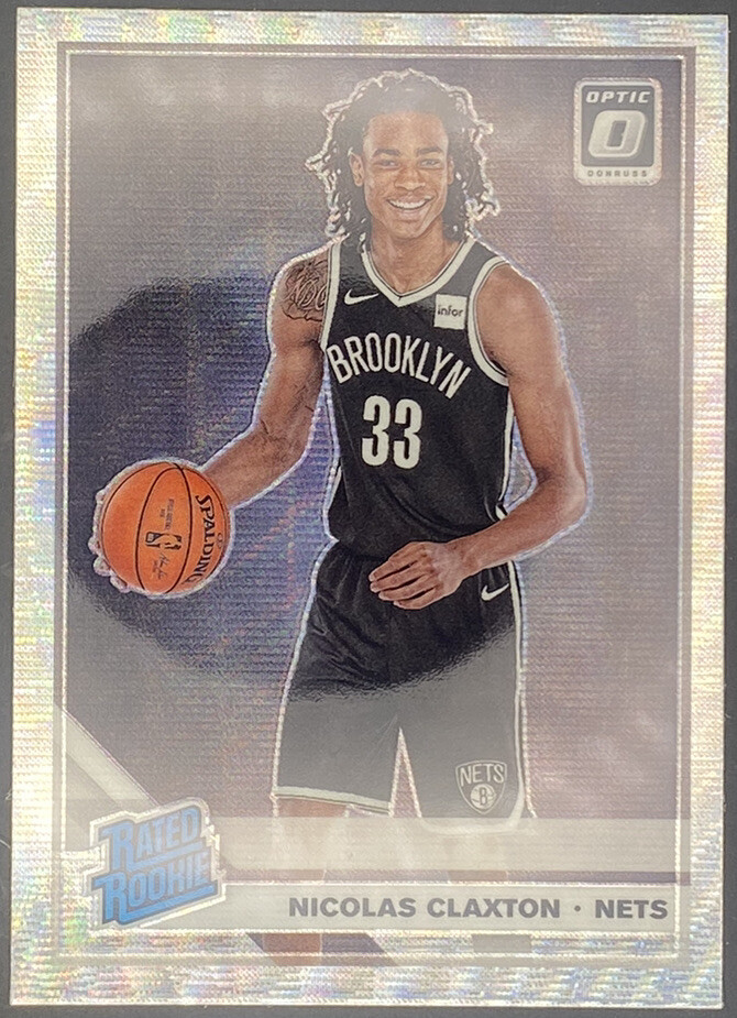 NICOLAS CLAXTON RC 2019-20 Optic Rated Rookie Silver Wave Prizm # 171 Nets