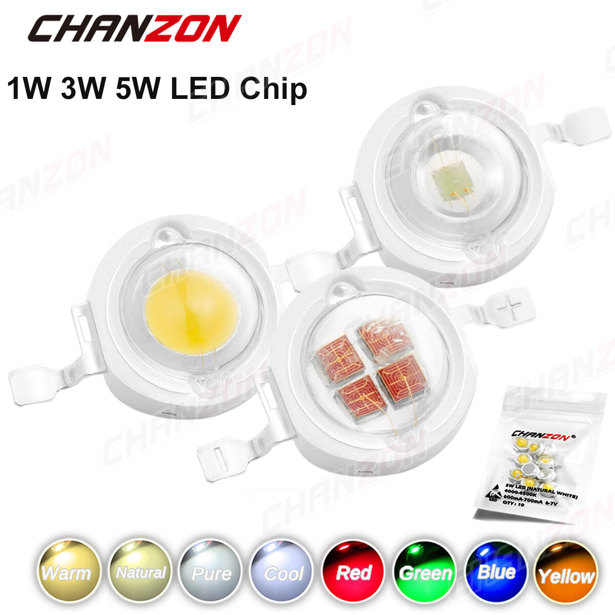 10PCS High Power Led Chip 1W 3W 5W White Light Emitter Diode Smd 