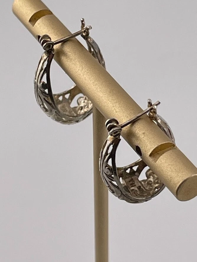 PENDIENTES ARO FILIGRANA OVALADOS PLATA ESTERLINA 925 JEZLAINE TAILANDIA 3/4" 4189 Foto 2 de 4