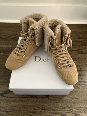 DIOR Street Sport Shoes Boots Size 38.5 Beige Clair Suede and