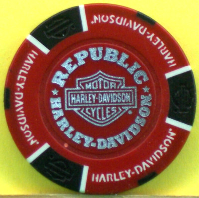 Republic HARLEY DAVIDSON * Stafford Texas *** Poker Chip (R/B)