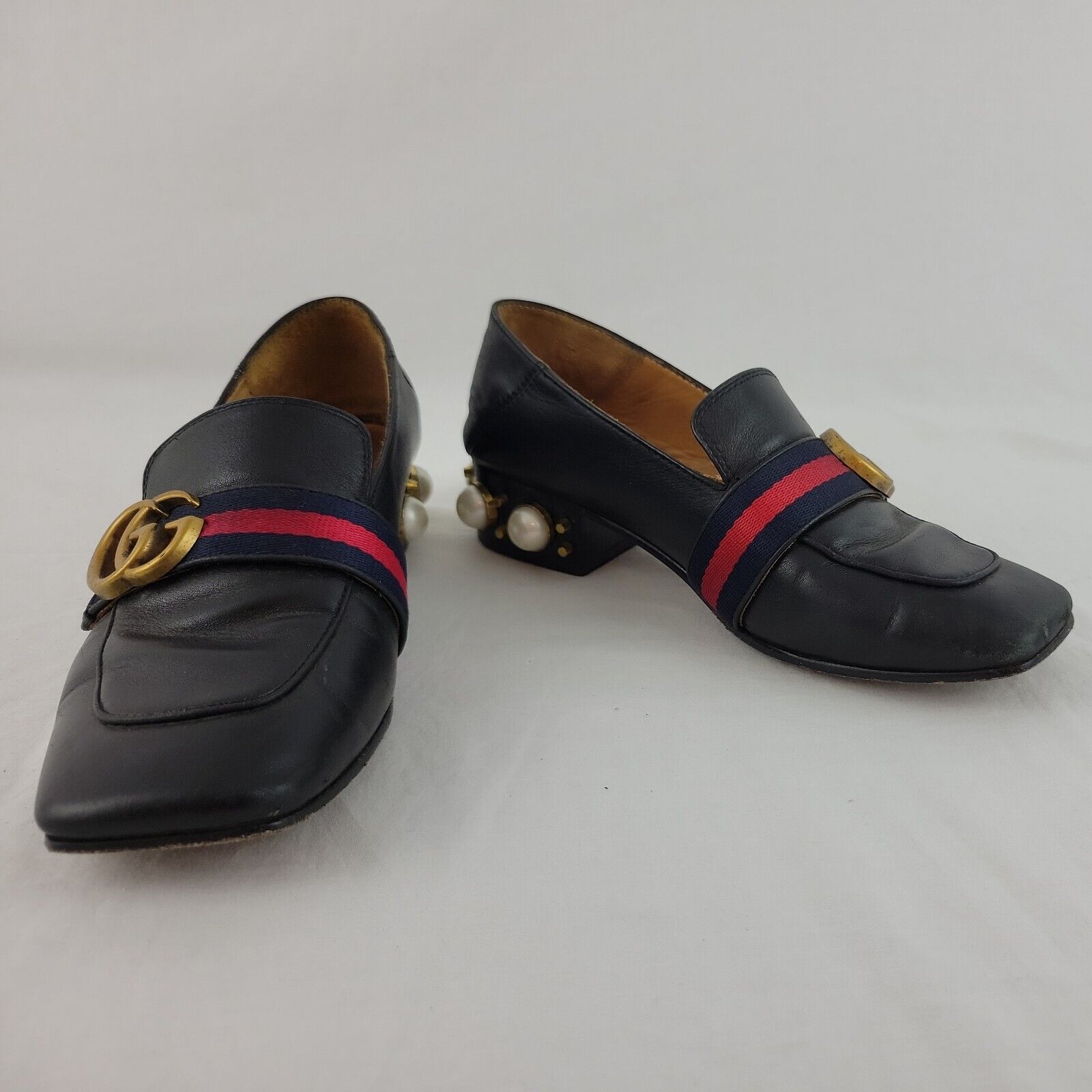 Gucci Black Leather Shoes Womens 7 37  Peyton Mid… - image 1