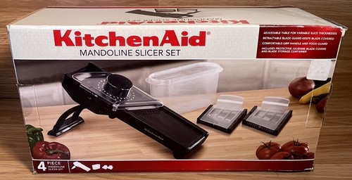KitchenAid Mandoline Slicer Set 4 Piece Black Julienne Blade Non Slip Adjustable
