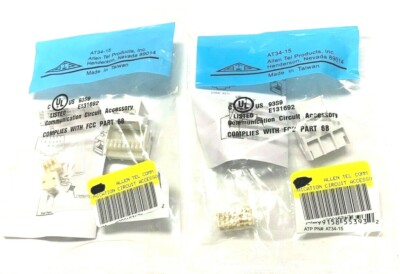 (2) Quantity of  Allen Tel Cat 3 4-Conductor Jack Module, White AT34-15